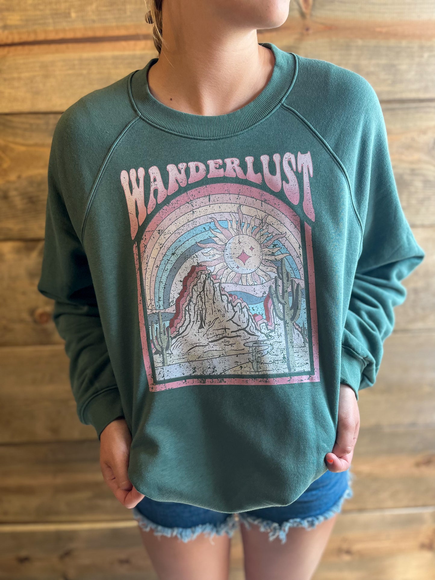 Wanderlust Sage green Crewneck